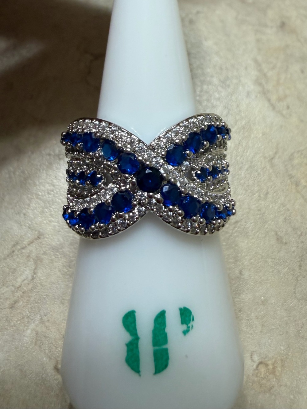 Bomb Party Size 7 September Ring-One More Spell Sapphire on Rhodium RG32331
